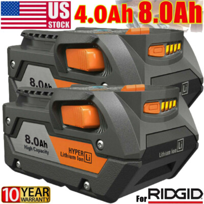 #ad 1 4 Pcs For Ridgid R840087 8.0Ah Lithium Battery Rigid 18Volt R840085 Power Tool $93.98