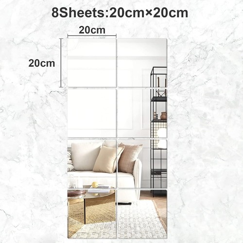 Versatile 8x8 Inch Acrylic Mirror Sheets - 8 Pack Unbreakable Decor Solution - Picture 4 of 9