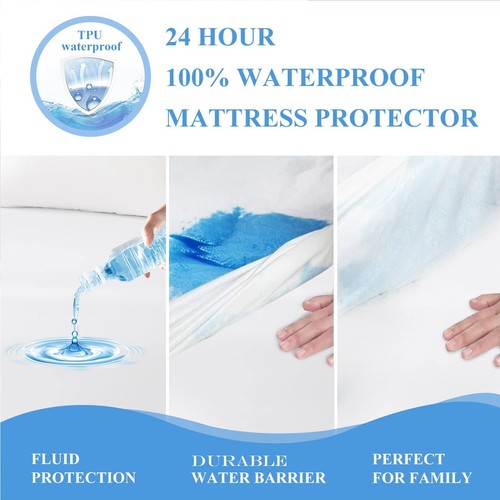 2 Pack King Size Premium Waterproof Mattress Protector, Soft Breathable Mattr... - Picture 3 of 8