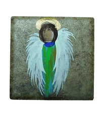 Angel Light Beings Spiritual on Ceramic Tile Magnet Art by Rain Crow
