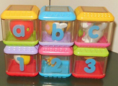 FISHER PRICE BABY LETTERS NUMBERS A-B-C 1-2-3 PEEK A BLOCKS TOY LOT
