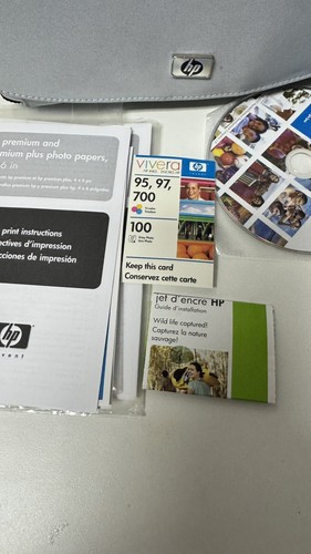 HP Photosmart 385 Compact Digital Photo Printer GoGo Inkjet Power Cord & Paper - Picture 5 of 5