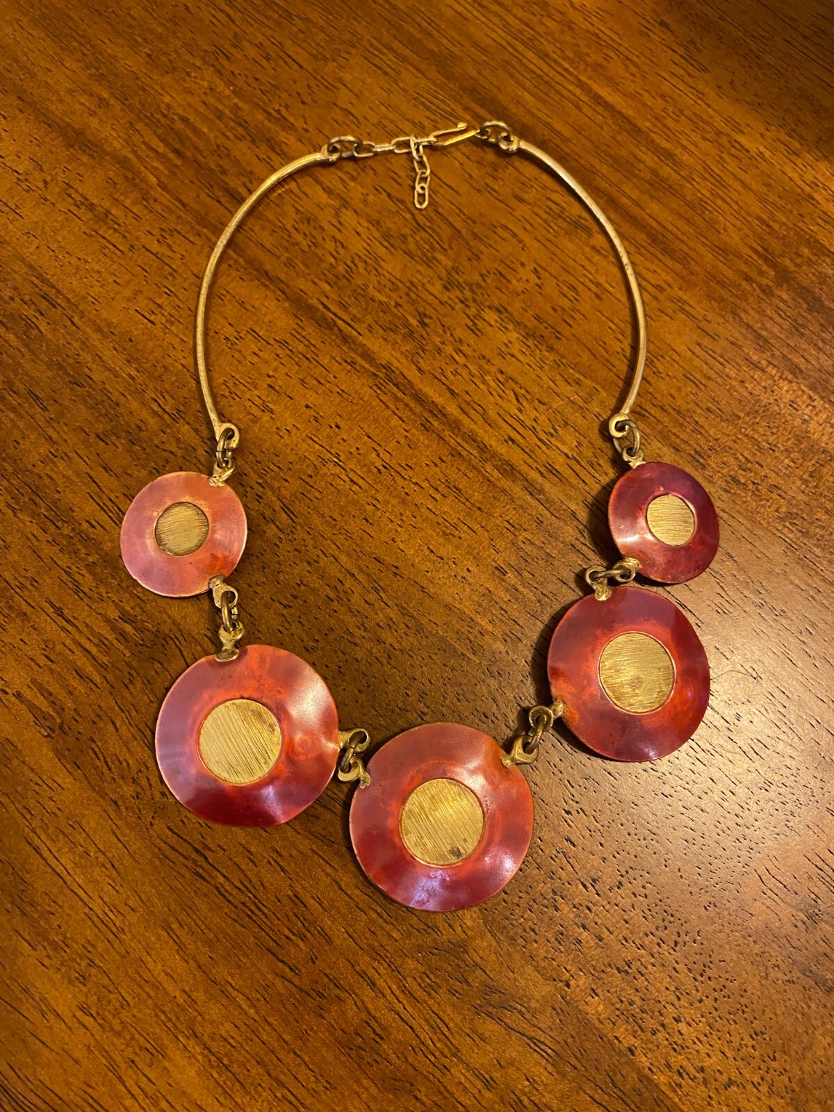 Creative Copper Statement Necklace 2-Tone Circles… - image 4