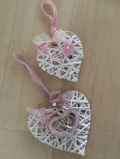  Rattanherz,Weidenherz,Herz,Türkranz,Herzdeko,Rattanherzen,Shabby,weiß,rosa,Deko
