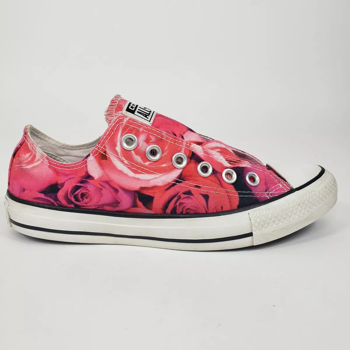 Converse All Star Chuck Taylor Rose Print Sneakers Women s Size 7 No Laces