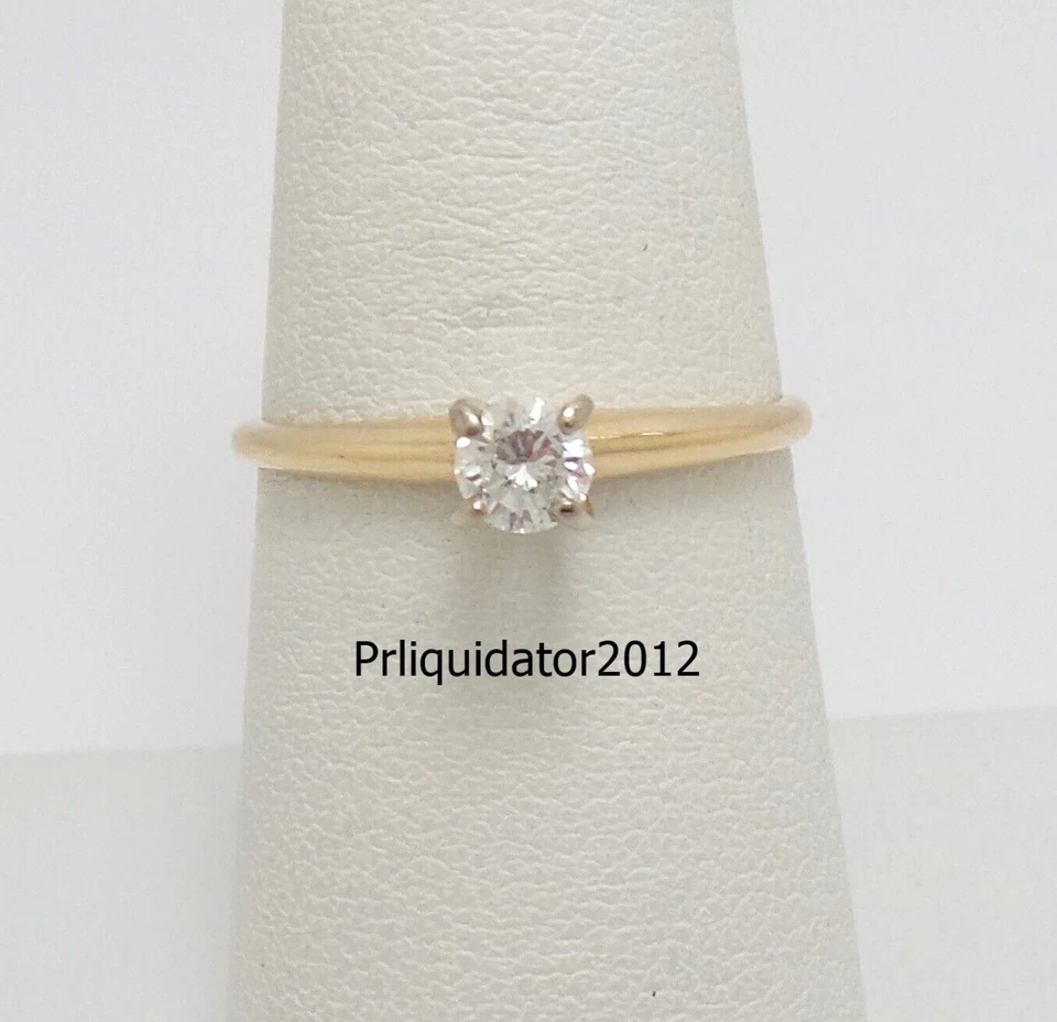 1/4CT Natural Diamond Round Solitaire Engagement Wedding Ring 14K Yellow Gold - Image 2 of 4