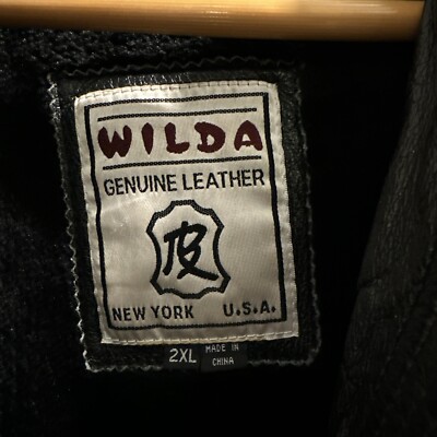 Vintage WILDA GENUINE LEATHER NEW YORK USA Mens 2XL Black Leather