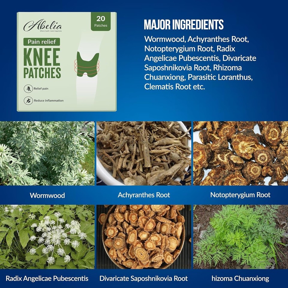 Abelia Herbal Knee Pain Relief Patches Arthritis Inflammation Patch ...