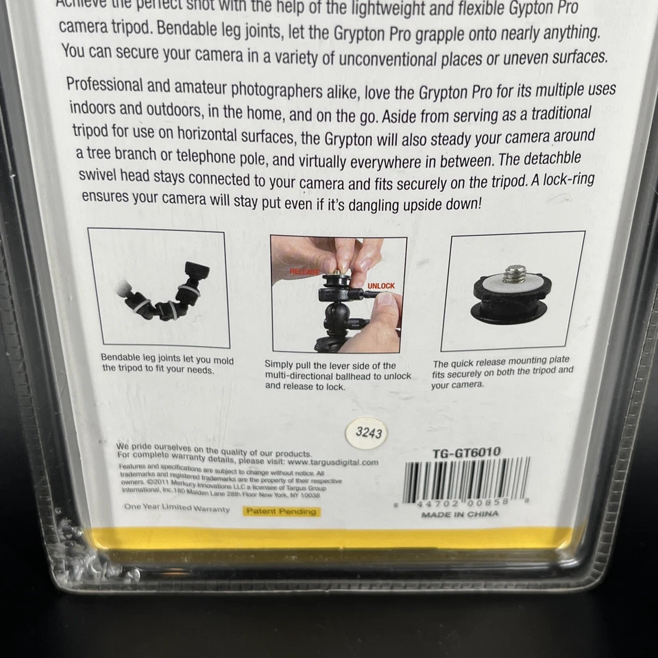 Targus TG-GT80G-101 Grypton Pro XL Flexible Tripod Black Gray (Package Damage) - Image 4 of 4