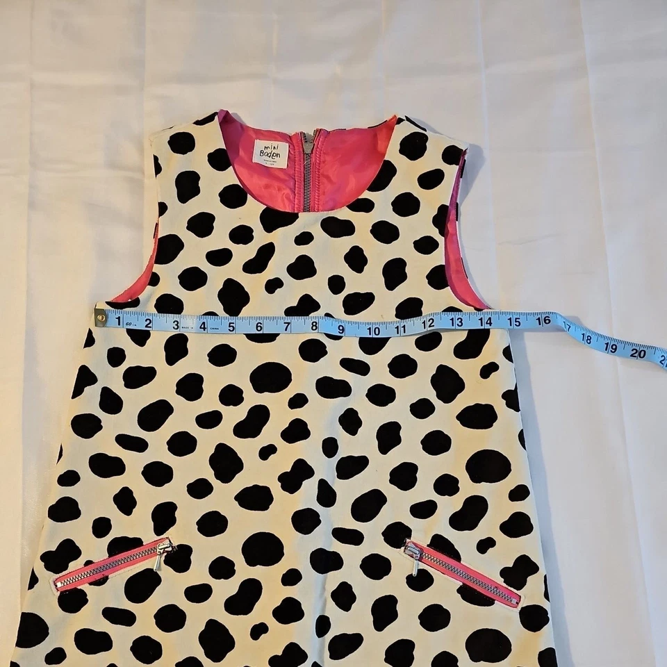 Vestido Mini Boden Jersey Blanco y Negro Estampado Vaca Rosa Forrado talla 9-10 años Foto 2 de 4