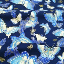 Butterfly Printed Cotton Fabric Japanese Cloth DIY Craft Material By Meter