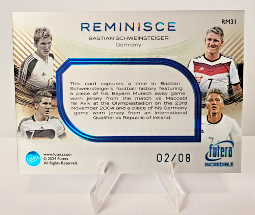 Futera Incredible 2025 Bastian Schweinsteiger 02/08 Game Worn Jersey Germany - Bild 2 von 2