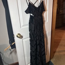 Urban Outfitters Maxi Dress Black 6 Geometric Sheer Silence + Noise Prom Strappy