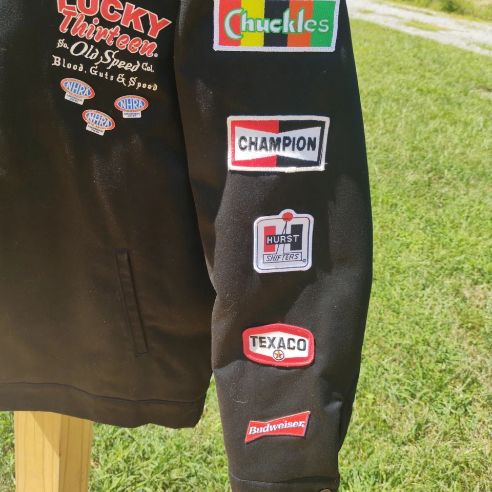 Mens Lucky 13 Mechanic Rockabilly Black Jacket Sz 2XL Kentucky Biker With Patche - Image 3 of 4