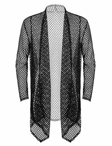 mesh sleeve cardigan