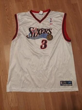 Vintage Reebok ALLEN IVERSON White SIXERS 76ers Mens NBA Team JERSEY Size 2XL