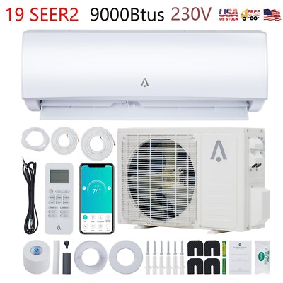 9000Btus Air Conditioner Ductless Mini Split Heat Pump 19 SEER2 AC 230V 0.75 Ton