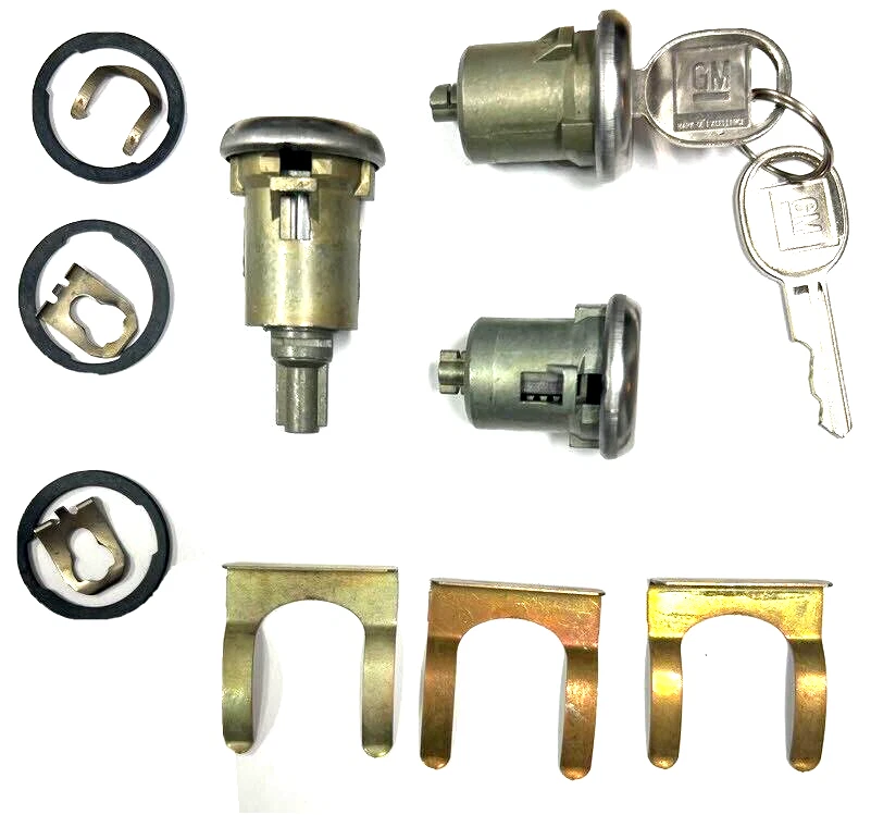Nuevo Chevy/GMC GM OEM Cromo 3 Puertas Cerradura Llave Cilindro Juego Con 2 Llaves LOGO GM Foto 2 de 4