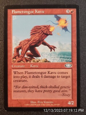 un card mtg Flametongue Kavu Planeshift UN-PLAYED Red Uncommon MAGIC (DS3D1A7) Set Name: Unglued, Unhinged, 231