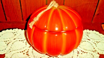 Reduced! FTD Ceramic Orange Pumpkin with Lid Container Candy Cookie Fall Autumn 