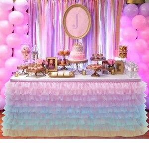 Diy Rainbow Tutu Tulle Table Skirt Cloth Birthday Party Baby