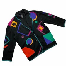 Vintage Colorful Abstract Shapes Blazer Medium 