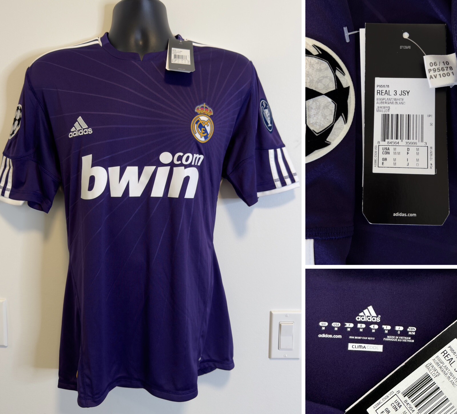 MEDIUM BNWT Real Madrid 2010/11 Third Jersey Shirt 10/11 3rd Top Kit Ronaldo Era