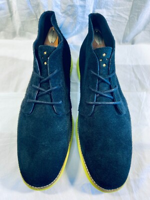 COLE HAAN Lunar Grand Chukka Boots Black Suede C11185 Men display picture 2