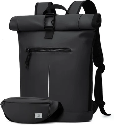 BRAND: YTL YTL Roll Top wasserdichter großer Rucksack für Männer und Frauen, passt 17 Zoll schwarz