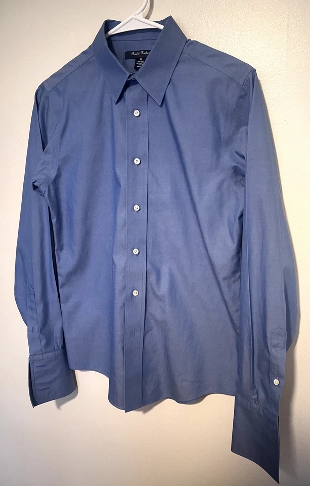 Camisa de vestir Brooks Brothers niños 16 azul algodón polar abotonada sin planchar Foto 4 de 4