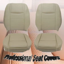 Driver & Passenger Bottom-Top Leather Seat Cover Tan For 05-09 Ford Mustang V6