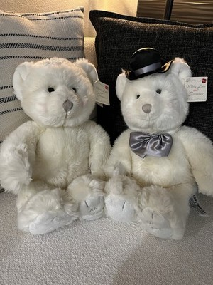 Vintage 90s Russ White Lace & Promises Wedding Teddy Bear Couple Plush NWT