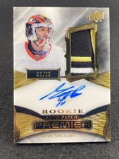 2022-23 Mads Sogaard AR-MS Acetate Rookie Auto Patch Gold #/65 Premier Hockey