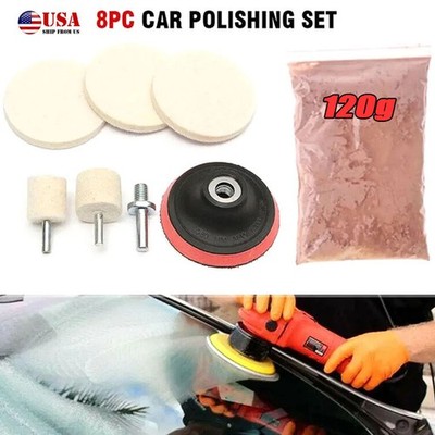 Car Windscreen Glass Cerium Oxide Powder Polishing Kit Wheels Set Polish Pads