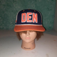  "DEN" Orange and Blue w/stipes Cotton & Mesh Snapback Trucker Cap Hat New n/tag