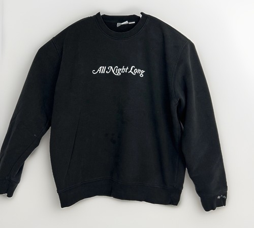 Obey All Night Long Pullover Crewneck Sweater Black Mens XL Stained