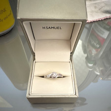H. Samuel Diamond Engagement Ring 9ct White Gold Size J Round White