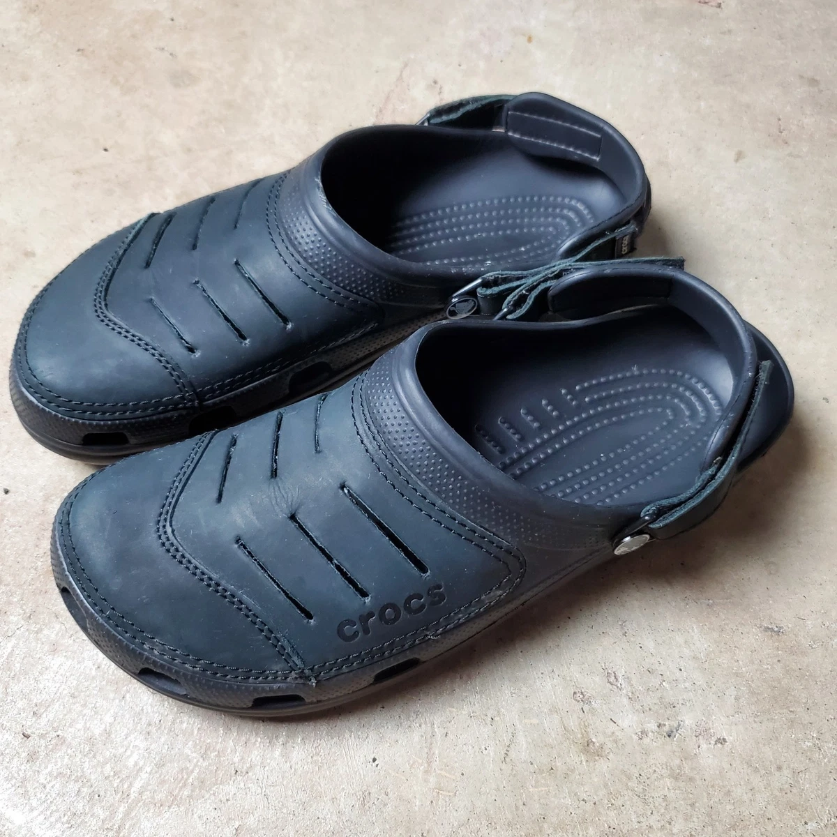Crocs Bogota Black Leather Slip-On Clogs Men’s Size 10 Amazon.com | Crocs Men main image 4