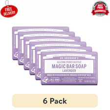  6 pack Dr.Bronner's Magic Bar Soap, Lavender, Pure-Castile Soap, 5 oz