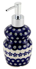 Polish Pottery Soap Dispenser by Zaklady Boleslawiec Poland, Capacity 11 Oz.