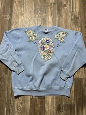 Vintage Russell Athletic Sweatshirt Womens XL Floral Embellished Made USA 90s