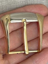 Vintage Two Tone Gold Silver Belt Buckle Trapezoid Single Prong 1 1/8"