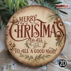 Vintage Merry Christmas Good Night Tin Metal Signs Home Décor 8x8