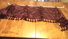 Better Homes Gardens Burgundy Satin Valance with Beaded Tassels 4 Slots to Hang