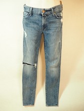 7 For All Mankind Medium Wash The Skinny Distressed Blue Denim Jeans, Size 27