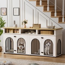 Double Dog Crate Furniture XL Dogs House Indoor with Storage Adjustable Feet
