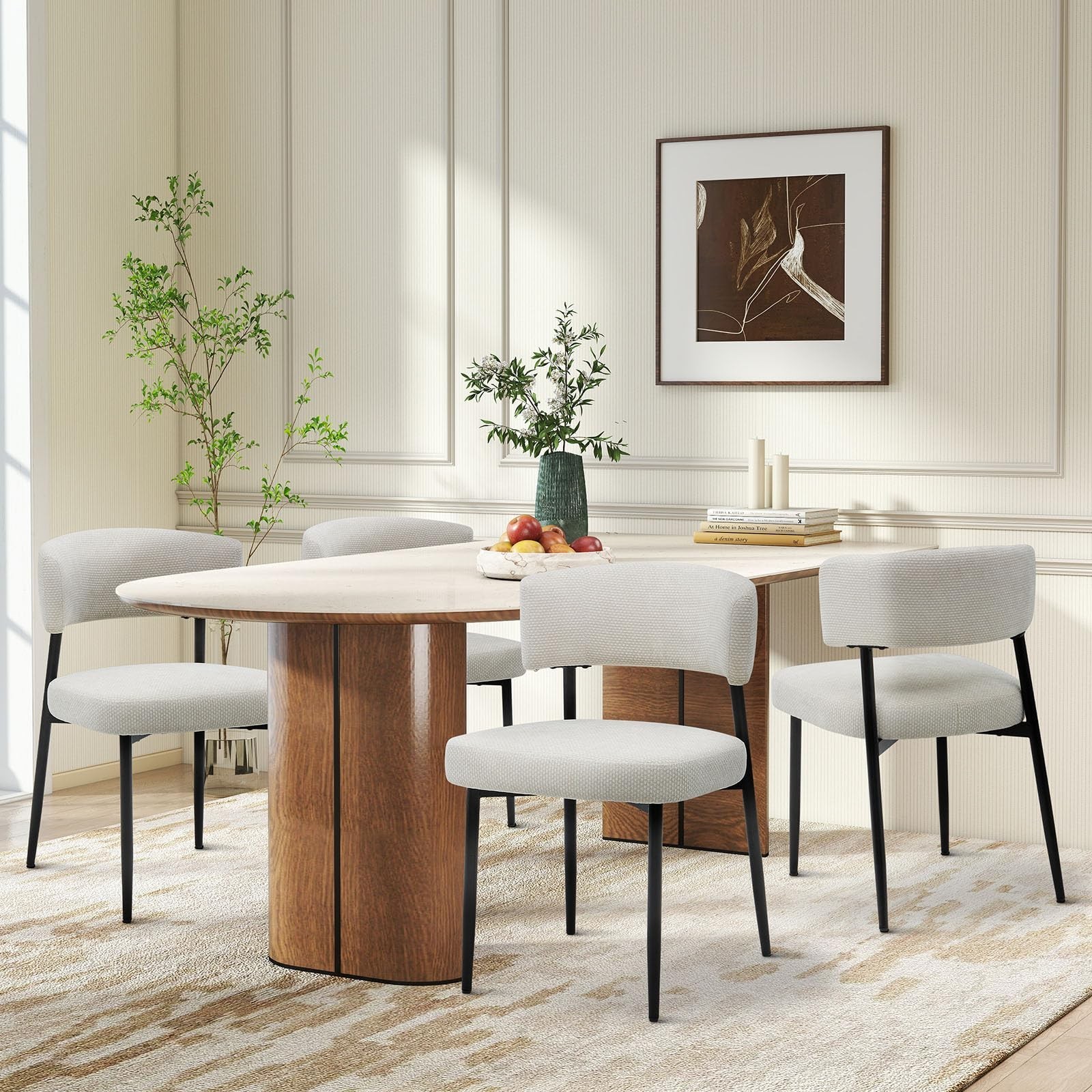 W/curved Back,modern Kitchen Chair Mid Century
