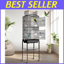 Iron Bird Cage for Parakeets - Rolling Stand Included