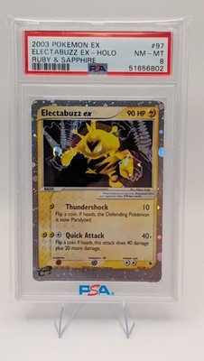 2003 Pokémon EX Electabuzz Holo Ruby & Sapphire #97 PSA 8 New Cert w/ Swirl