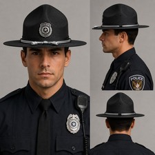 Stratton Hat Patrol Black Straw Campaign Hat Drill Instructor Uniform 7 1/4 USA